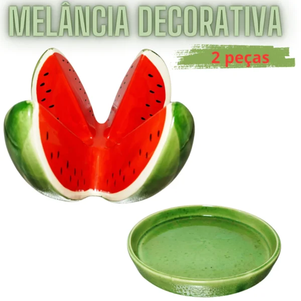 Enfeite Centro de Mesa Melância com Suporte em Cerâmica Artística - Cerâmica Boldrin - Imagem 5