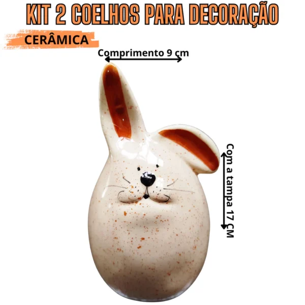 Kit 2 Coelhos de Páscoa de Cerâmica - Cerâmica Boldrin - Imagem 4