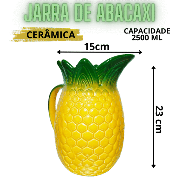 Jarra de Abacaxi em Cerâmica pintado à mão de 2,5 Litros - Imagem 4