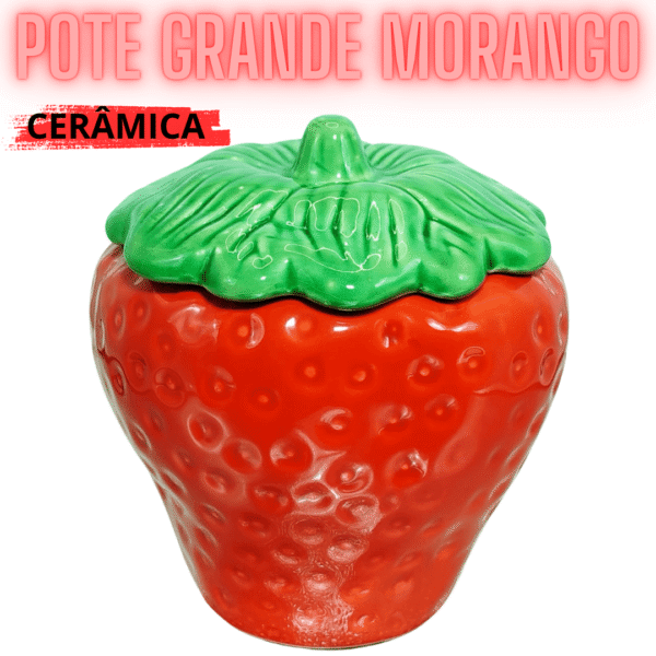 Pote com Tampa Grande Morango em Cerâmica Louça com tampa - Imagem 2
