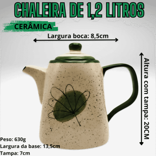 Jogo com 4 Xicaras exclusivo de 200ml + 1 Chaleira VERDE - Imagem 4