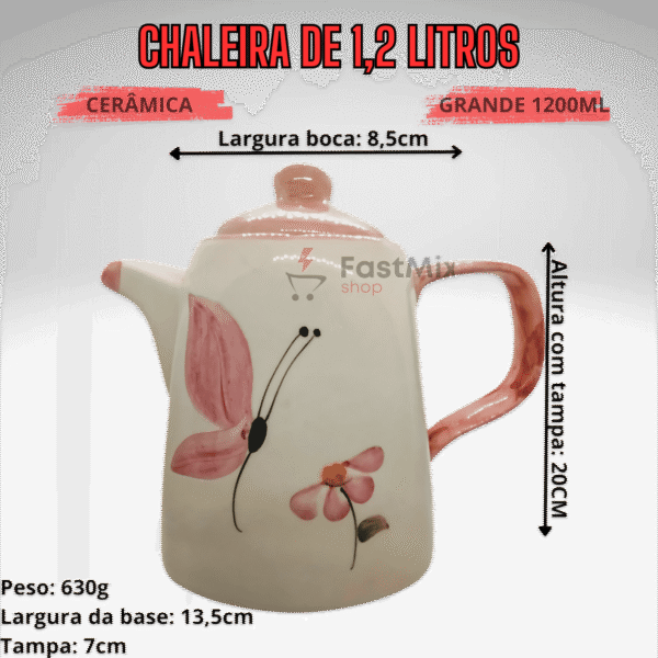 Jogo com 4 Xícaras de 200ml + 1 Chaleira BORBOLETA - Imagem 3