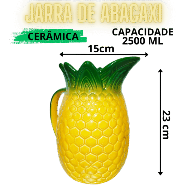 Jarra de Abacaxi em Cerâmica pintado à mão de 2,5 Litros - Imagem 5