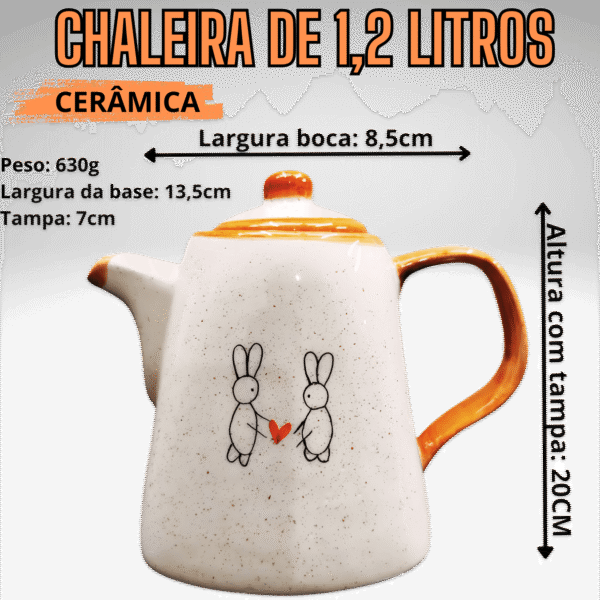 Chaleira Coelho Coração Apaixonado Grande Coelho da Páscoa - Imagem 4