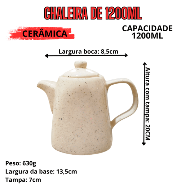 Chaleira de 1,2 Litros com tampa em Cerâmica chá da tarde - Imagem 3