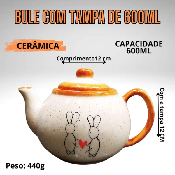Bule de 600ml para Café ou chá Decorado Coelho da Páscoa - Imagem 3