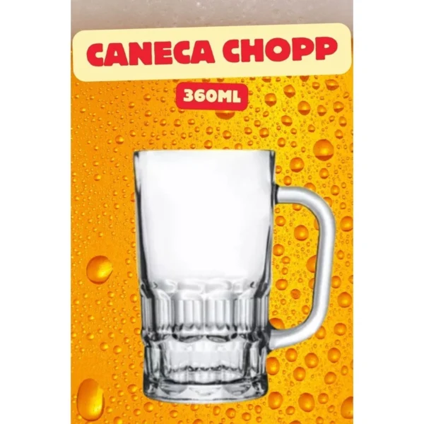 Kit 12 Canecas Chopp De Vidro 360ML Cerveja Restaurante Bar - Imagem 3