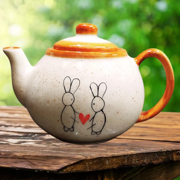 Bule de 600ml para Café ou chá Decorado Coelho da Páscoa