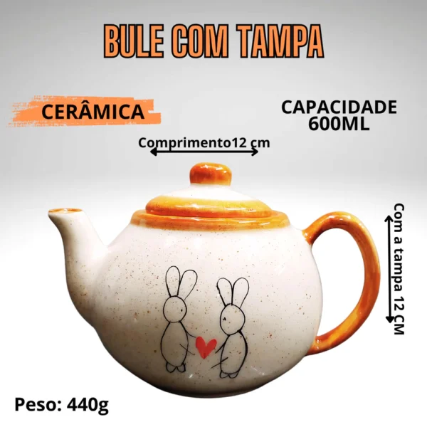 Bule de 600ml para Café ou chá Decorado Coelho da Páscoa - Imagem 4