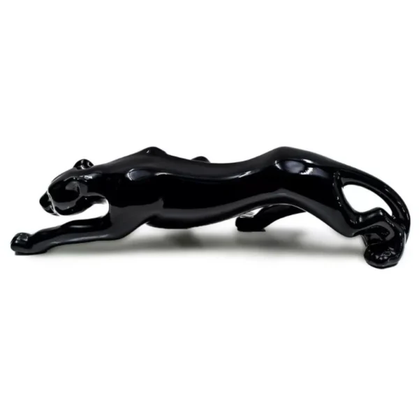 Pantera negra Leopardo Estatua Cerâmica 60cm preto - Imagem 3