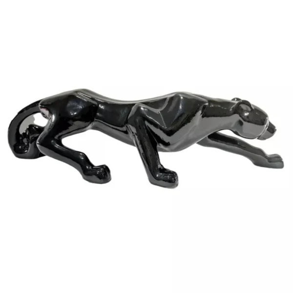 Pantera negra Leopardo Estatua Cerâmica 60cm preto - Imagem 2