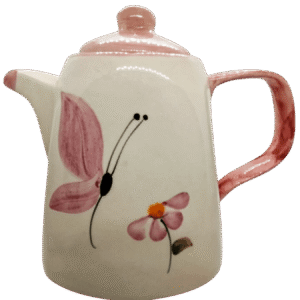 Chaleira Grande com tampa em Cerâmica pintado a mão - Borboleta