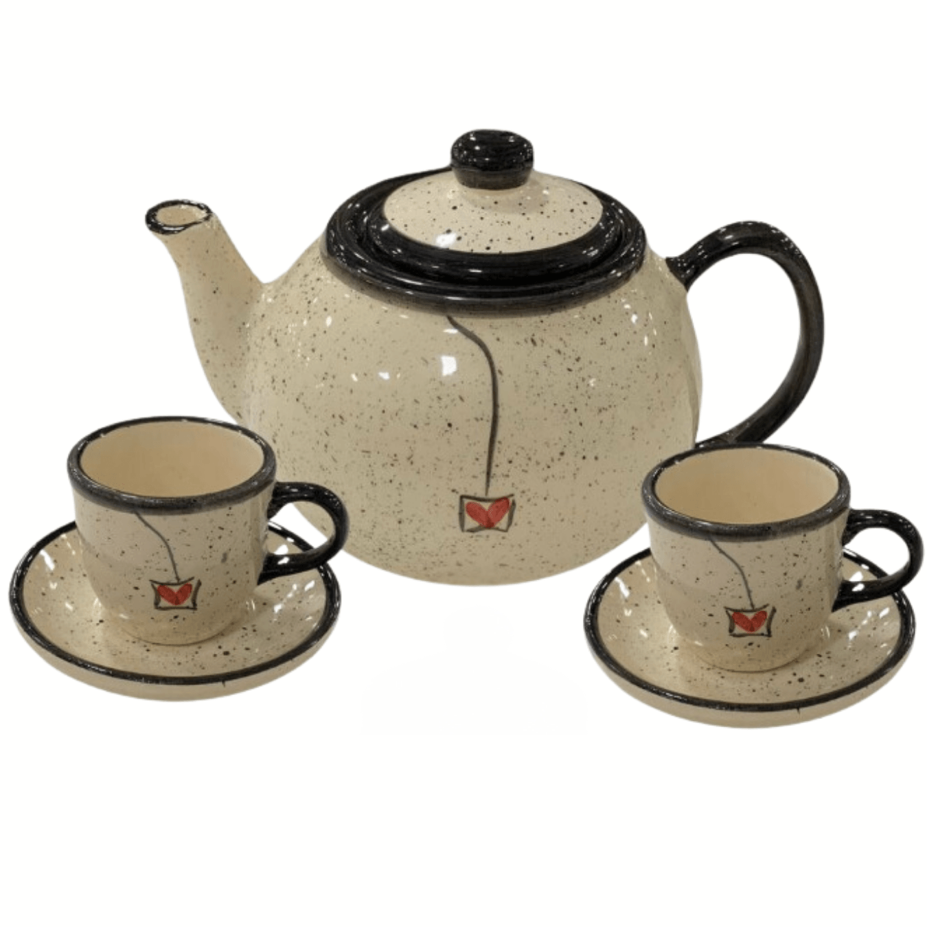 Jogo de Chá com 1 Bule e 2 Xícaras de 70ml com pires - Preto