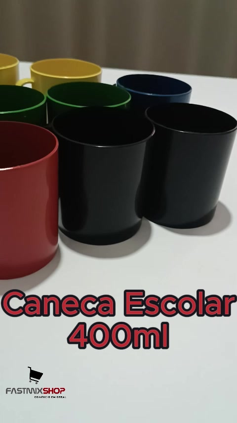 Kit 30 Canecas Escolar Colorido Plástico 400ml Praticidade Sofisticado