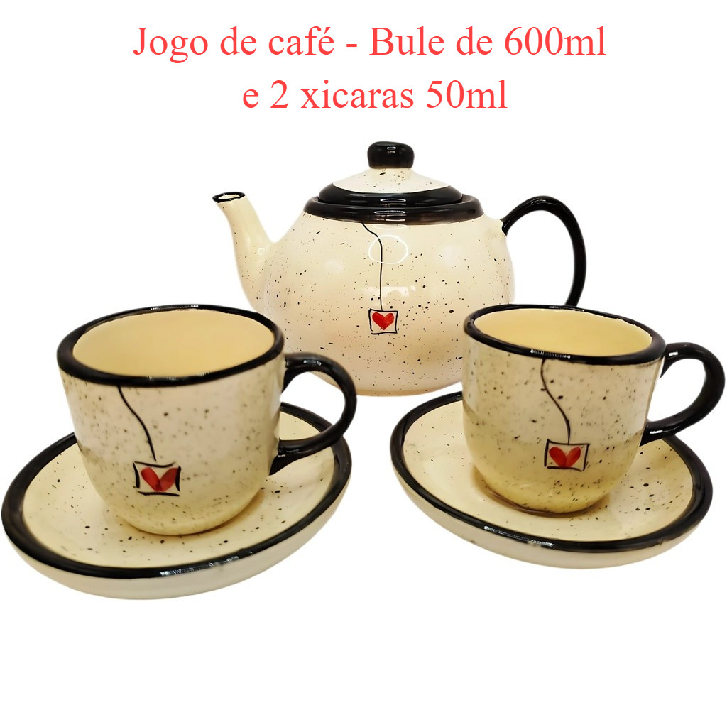 Jogo de café Bule Caneca Xícara Pires Café Chaleira Chá Decorado Jogo de chá em cerâmica