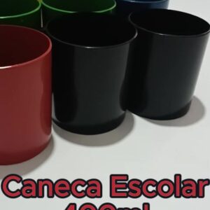 Kit C/10 Canecas Escolares 400ml Copo Colorido ideal para Leite Suco Água Plastico PP