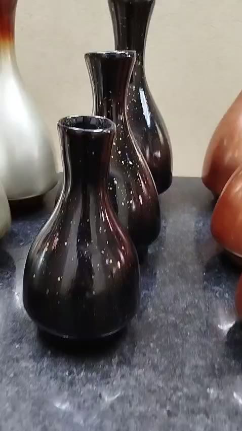 Conjunto com 3 Vasos Garrafas Decorativas em Cerâmica Tamanhos P M e G