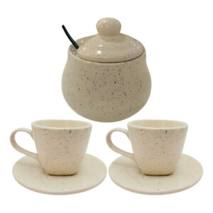 Kit Xícaras De Chá 2 Un Com Pires 200ml E Açucareiro Chapiscado