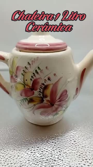 Bule Chaleira Cerâmica Artesanal Esmaltada Pintada A Mão