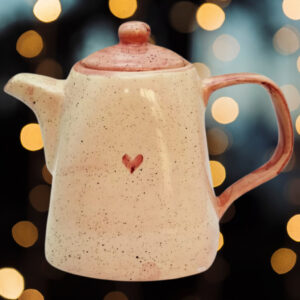 Linda Chaleira Com Tampa em cerâmica Louça Rosa com Coração Bule De Café 1,2ML Pintado a mão
