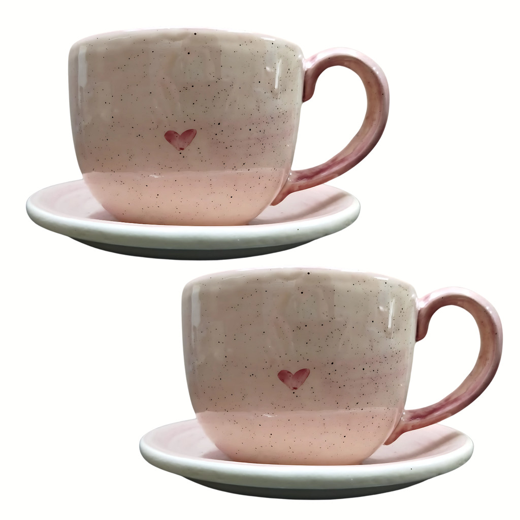 Kit 2 Canecas Xícaras Consume Cerâmica Jumbo Rosa Sopas Caldos charmoso para sua cozinha ou mesa.