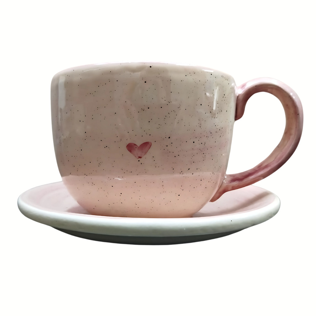 Caneca Xícara Consume Cerâmica Jumbo Rosa 700ml Caldo Sopas charmoso para sua cozinha ou mesa.