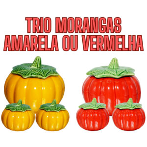 Trio De Mini Potes Moranga Moranguinha Abóbora Finger Food Mesa Posta Cerâmica