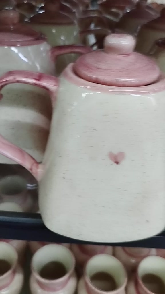 Kit 5 peças 1 Chaleira com 2 Xicaras e Pires em Cerâmica Louça Bule Chá e Café pintados a mão