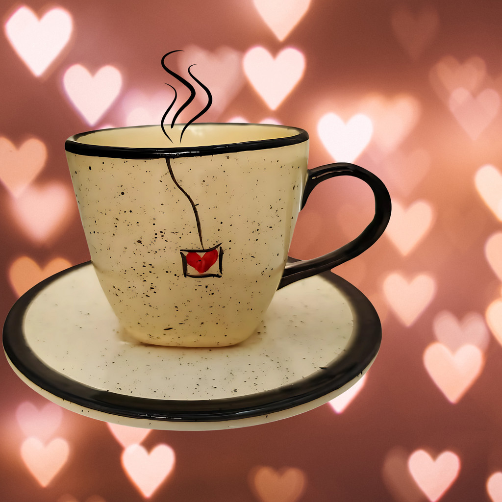 Jogo de Xícaras e Pires de 200ml feitas em Cerâmica Pintadas a Mão Diversos Modelos