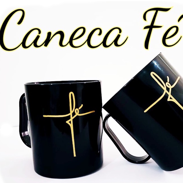 Kit C/10 Caneca Plástica Personalizada Fé Presente Lembrancinha