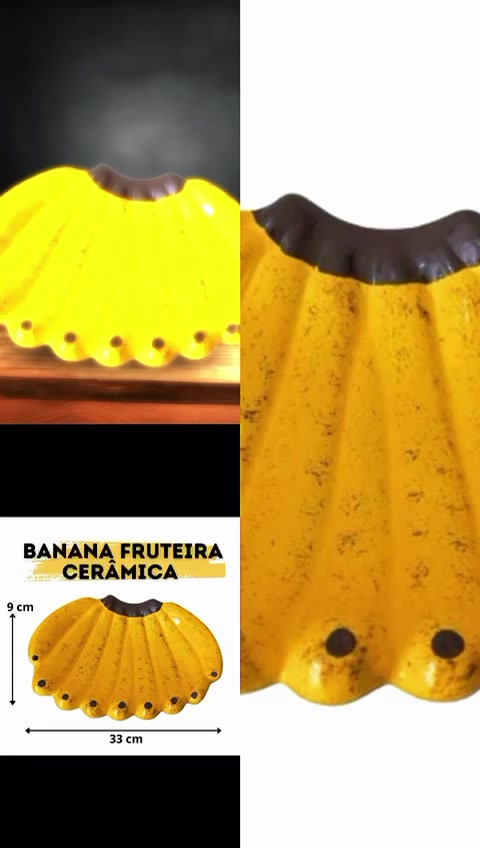 Fruteira em formato de Banana Cerâmica Decoração Cozinha Frutas