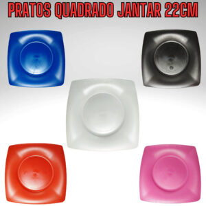 20 Pratos Quadrado para Jantar de Plástico Lanche Refeição Festas Eventos Cofraternização