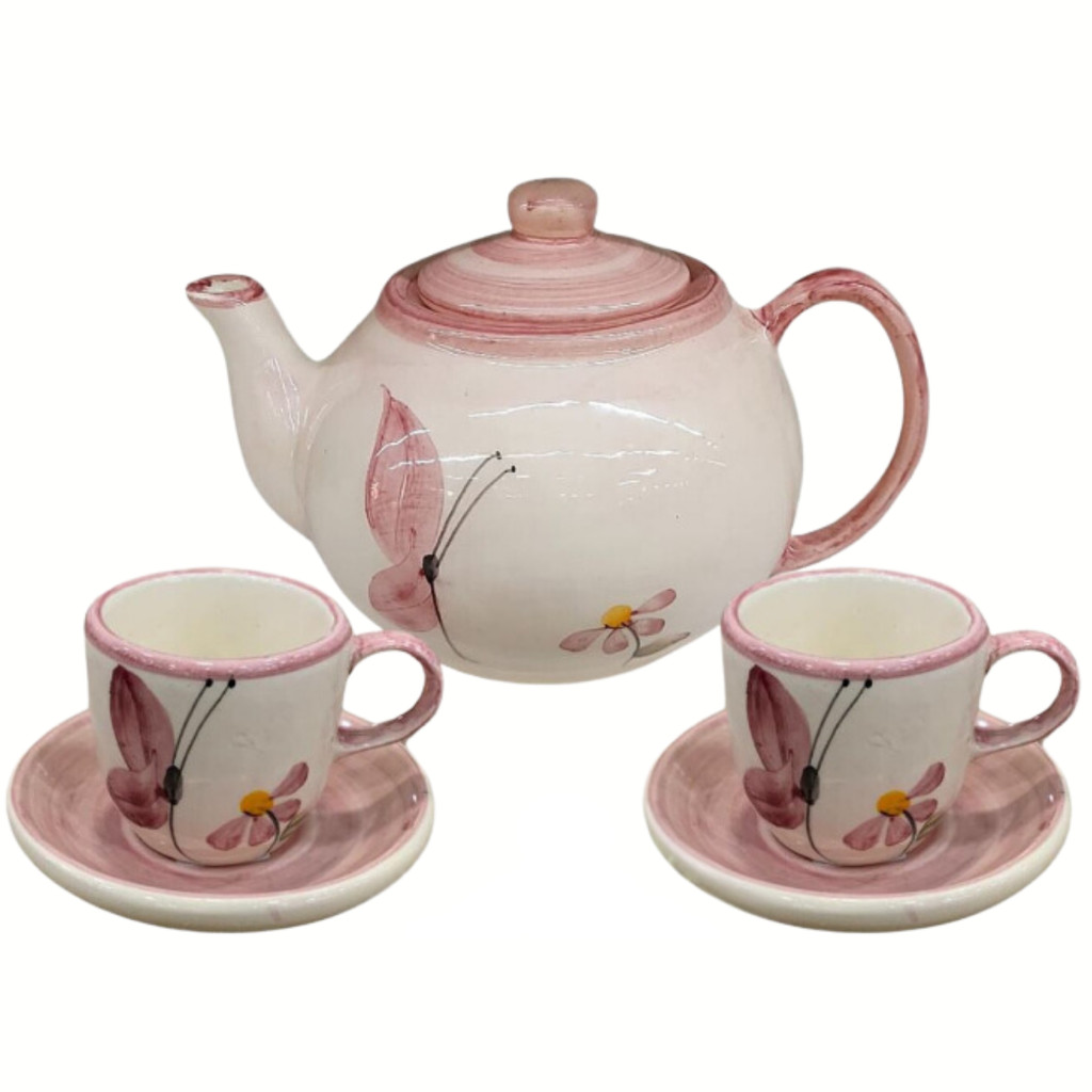 Kit de Chá com Bule e Xicaras Caneca Xícara Pires Café Chaleira Chá Decorado Presente