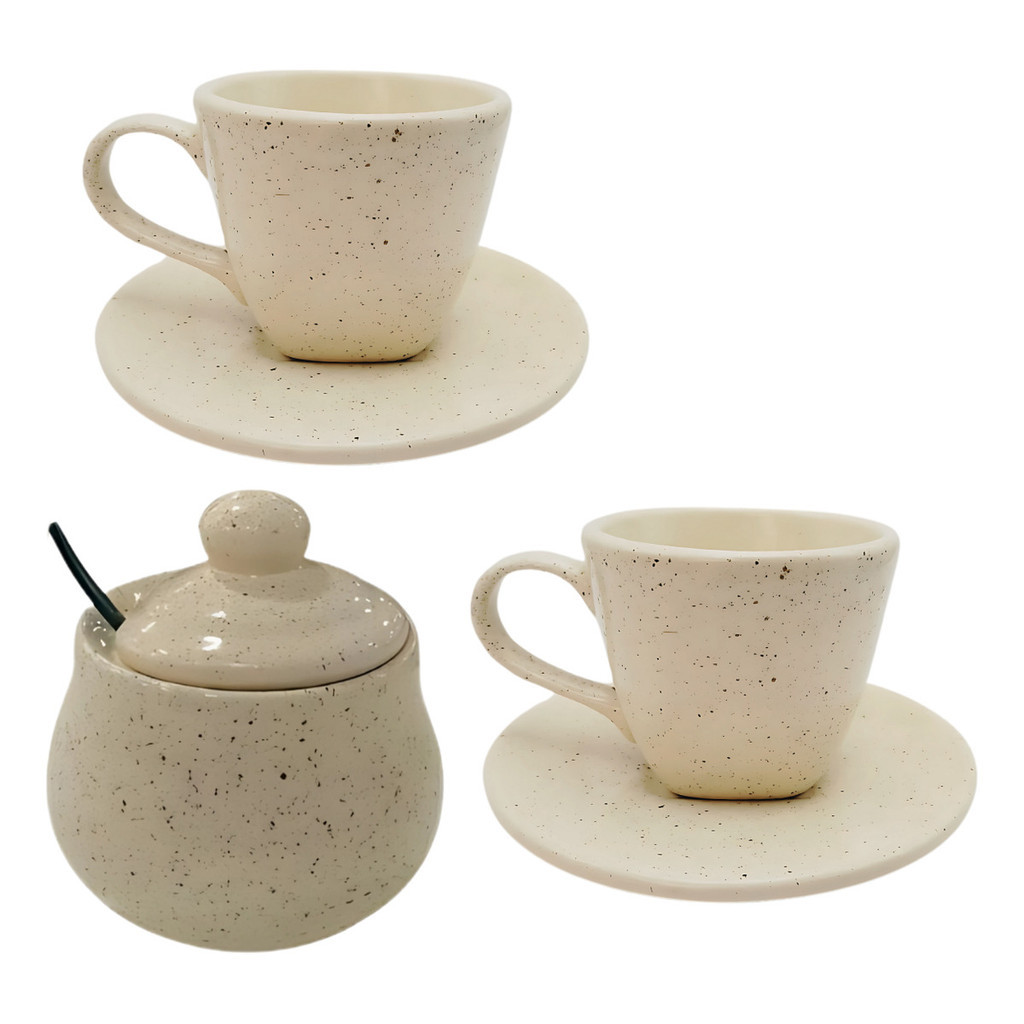 Xícaras De Chá 2 Un Com Pires 200ml E Açucareiro Chapiscado