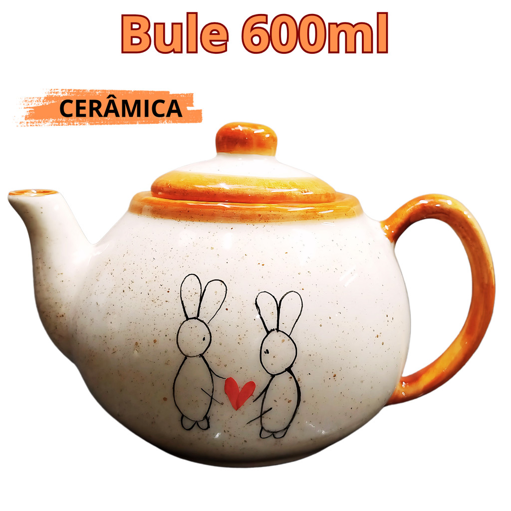 Bule de 600ml para Café ou chá Decorado Coelho da Páscoa