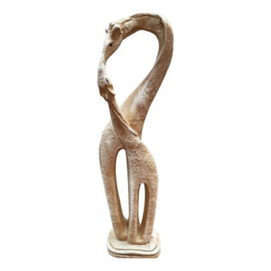 Casal de Namorados Girafa Beijando Estatua Estatuetas Decoração