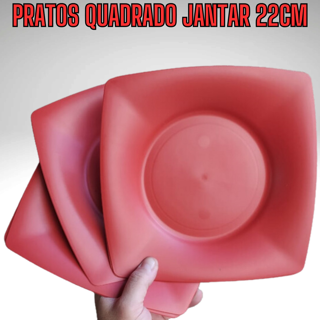 10 Pratos Vermelhos de Plástico para Jantar Lanche Refeição Festas Eventos Cofraternização