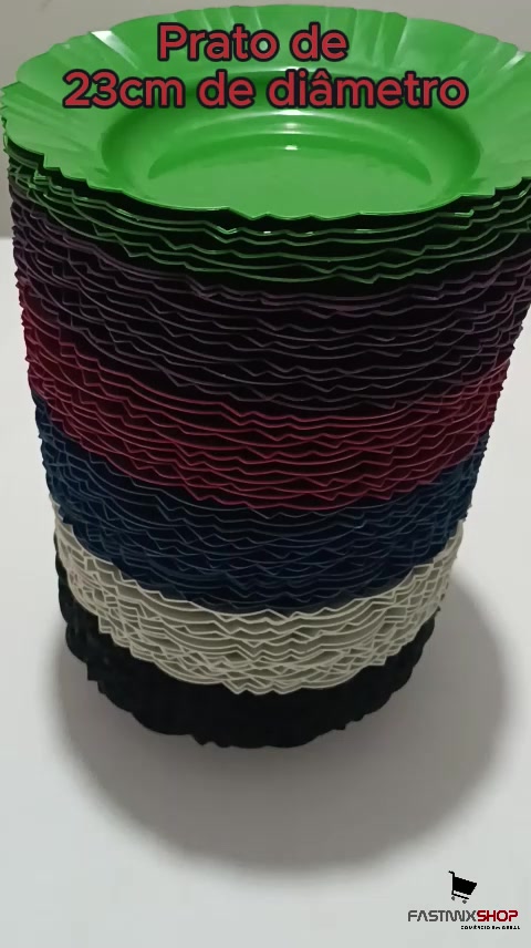 Kit com 10 ou 30 ou 50 Prato Fundo Redondo Plástico Bordas Onduladas Refeição Lanche Porções