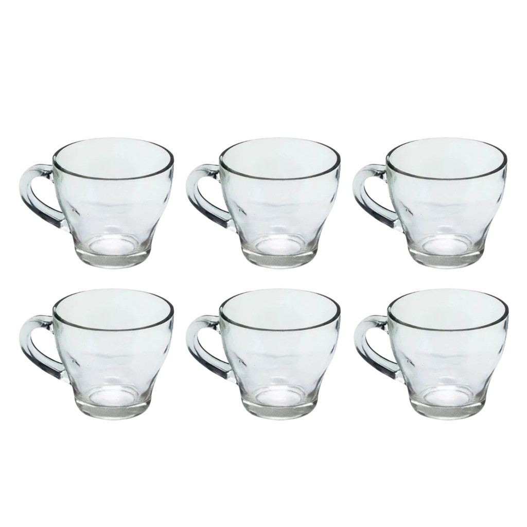 Conjunto com 6 Canecas de vidro de 280ml ideal para o cantinho do café Chá Café da manhã