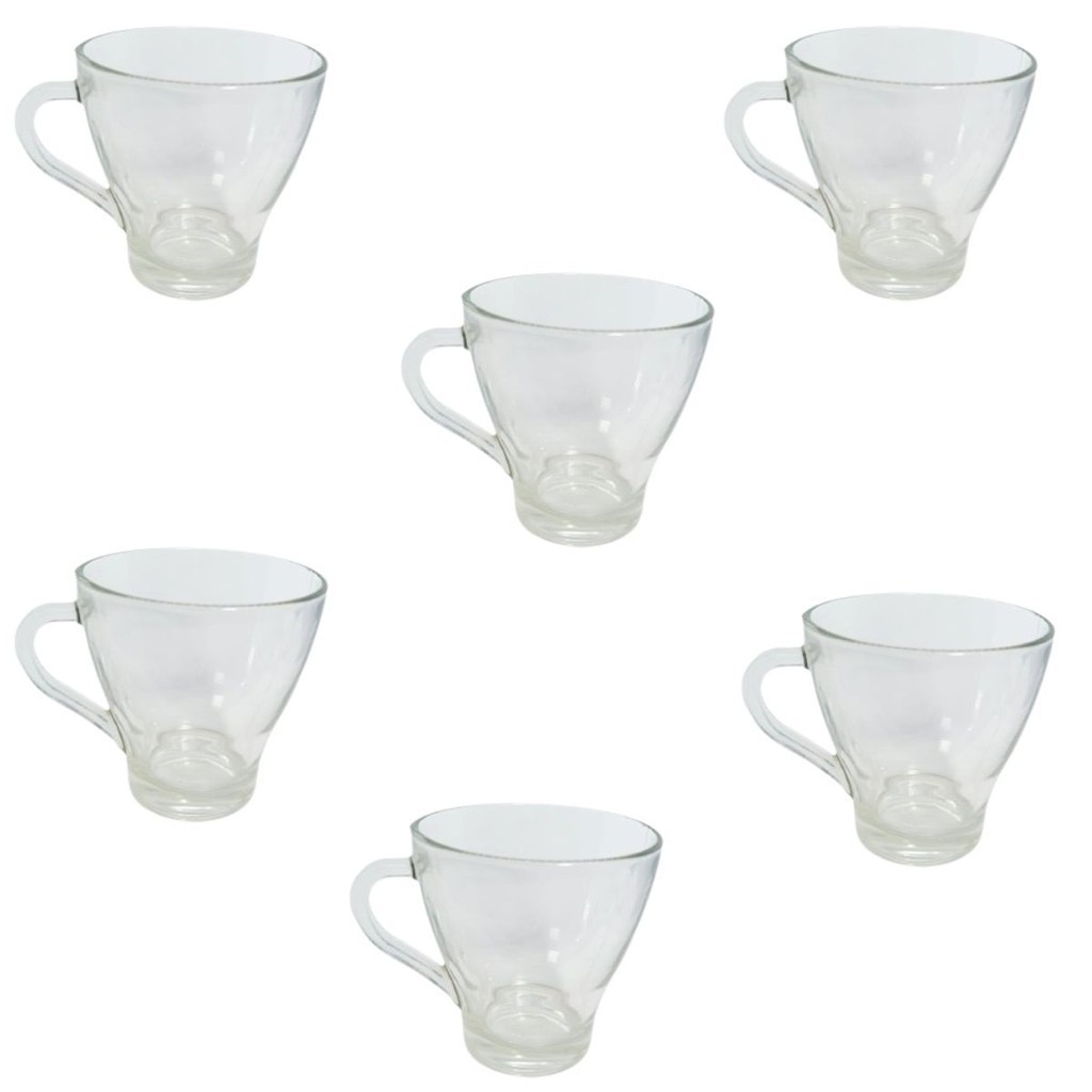 Conjunto de 6 Xícaras 280ml De Vidro Para Café Chá Capuccino