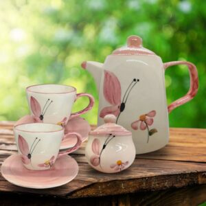 Conjunto de 2 Xícaras de Chá 200ml com Chaleira 1,2ml e Açucareiro