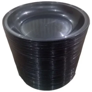 10 Pratos Fundos Redondos Plástico Pretos Liso Para Refeição Escolas Festas Escolar