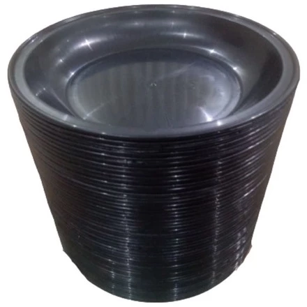 10 Pratos Fundos Redondos Plástico Pretos Liso Para Refeição Escolas Festas Escolar