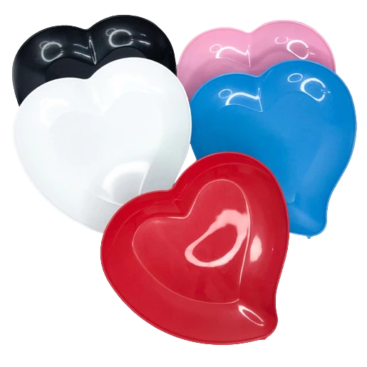 Kit 10 Pratinhos de Sobremesa De Coração Plástico Servir Bolo Pudim Sorvete