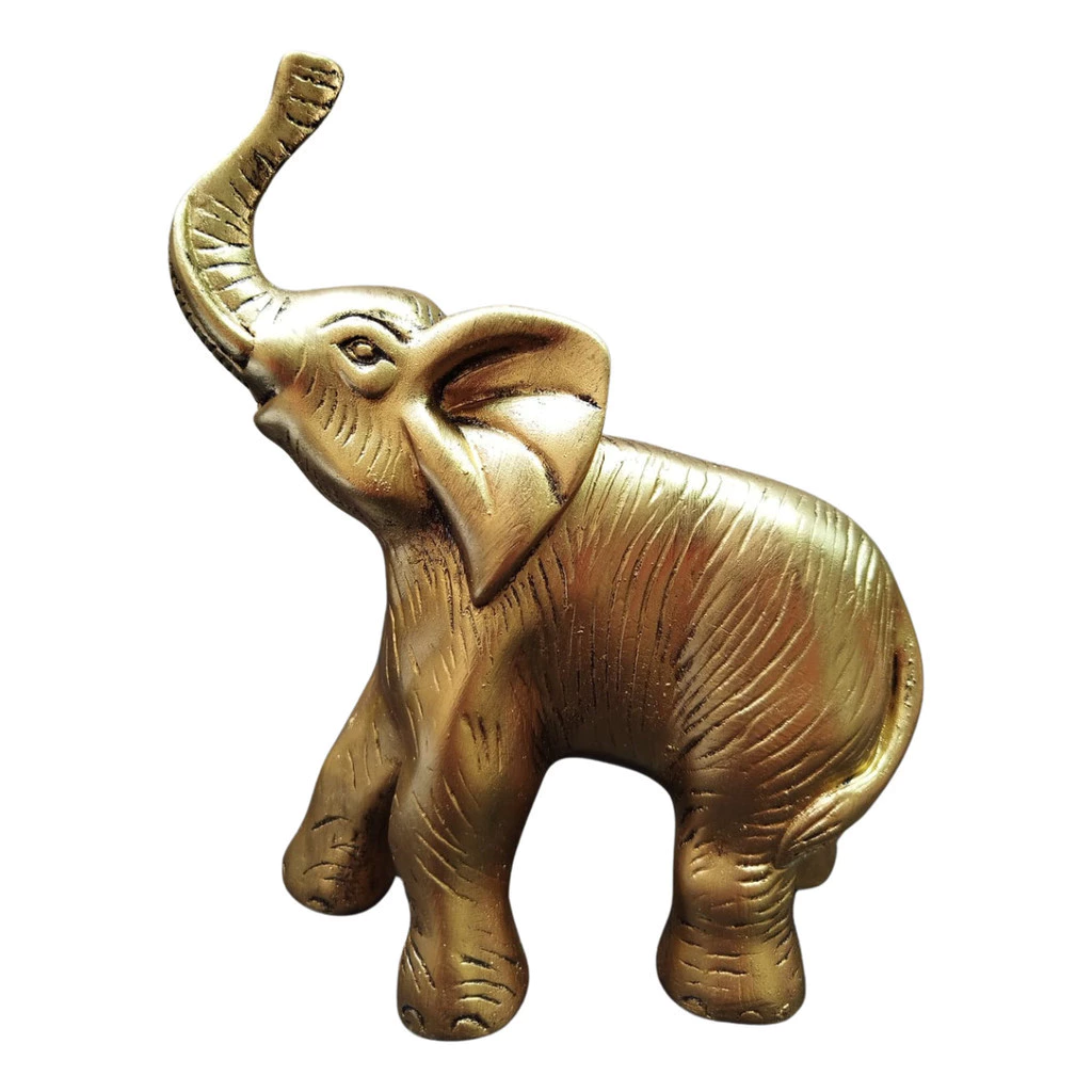 Elefante Dourado Com Tromba Para Cima Decoração