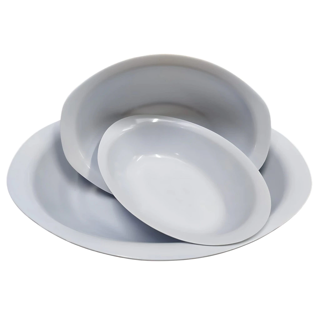 Kit 3 Travessas Ovais com Alça para Servir de Melamina Branca Praticidade Durabilidade Funcional