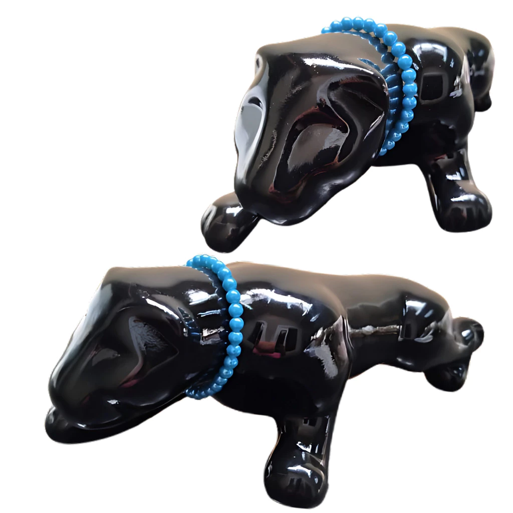 Escultura Pantera Elegância Selvagem para Ambientes Sofisticados 42cm - Preta