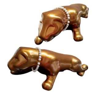 Escultura Pantera Elegância Selvagem para Ambientes Sofisticados 42cm - Dourado